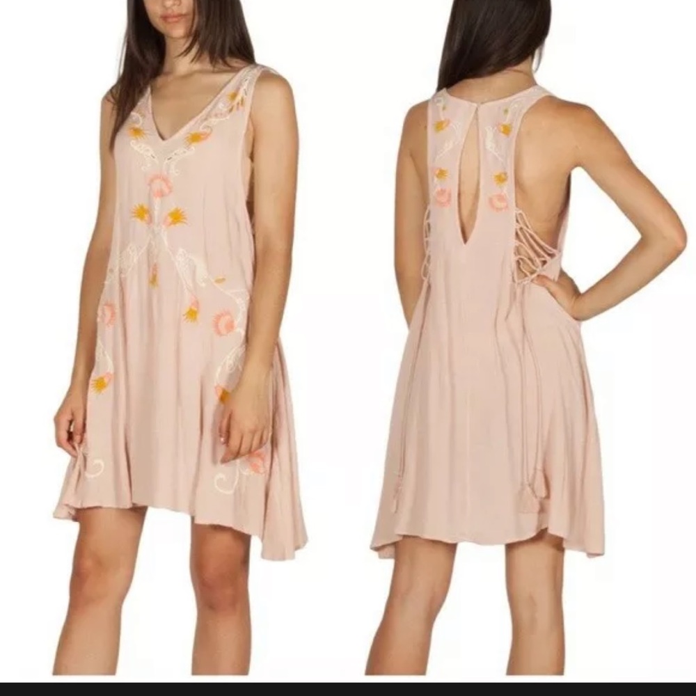 Free People Adelaide Embroidered Shift Dress XS NWT